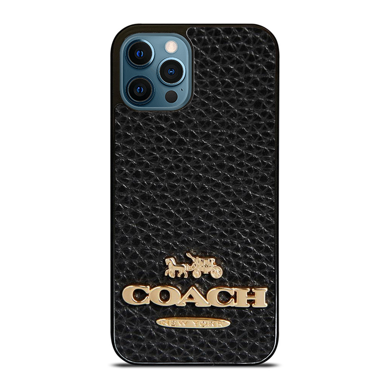 COACH NEW YORK BLACK LEATHER 2 iPhone 12 Pro Max Case Cover